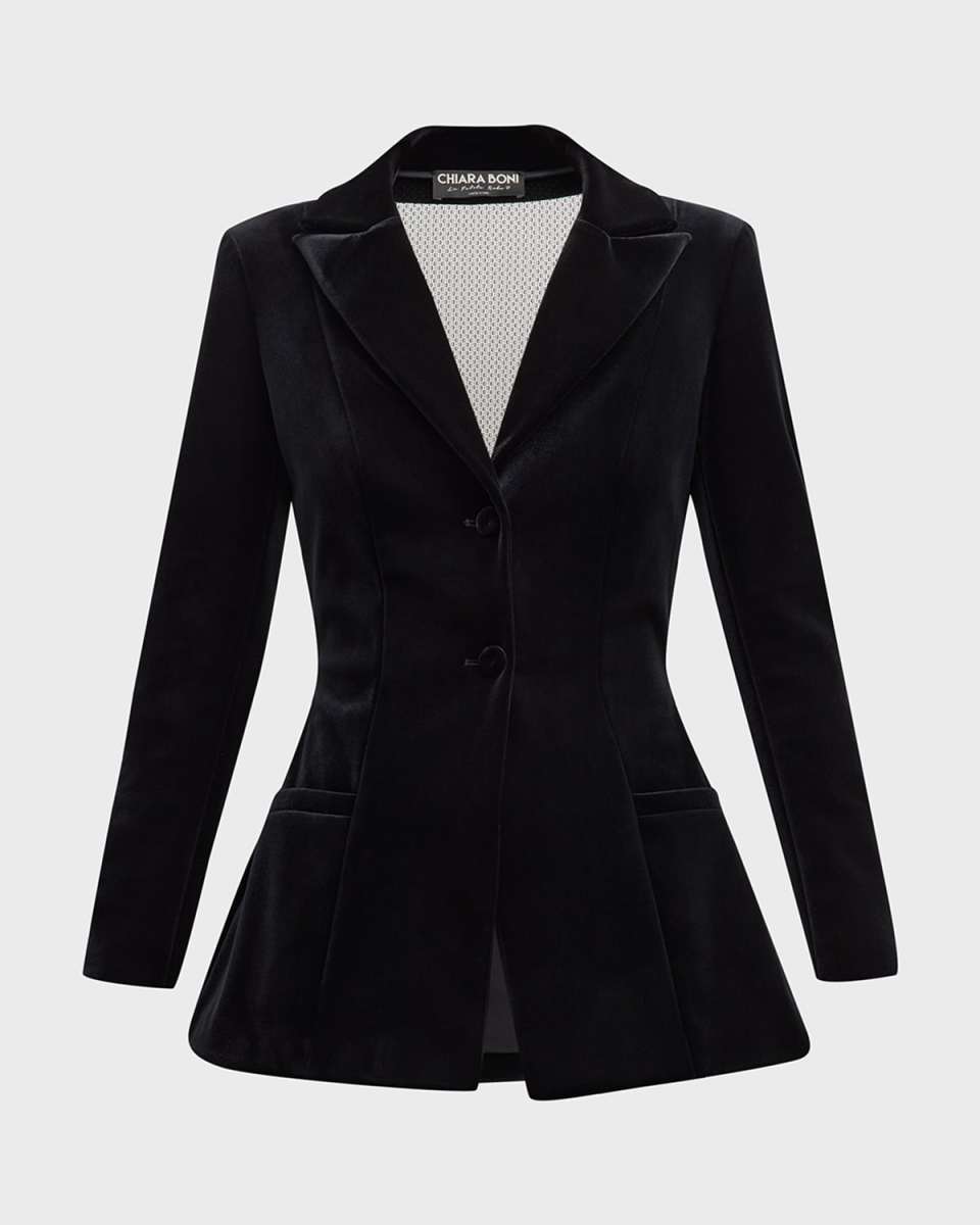 Valona Single-Breasted Velvet & Lace Jacket
